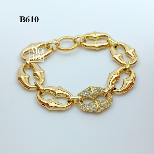 B610 Trendy Chunky Lip Bracelet Adjustable Statement Chain