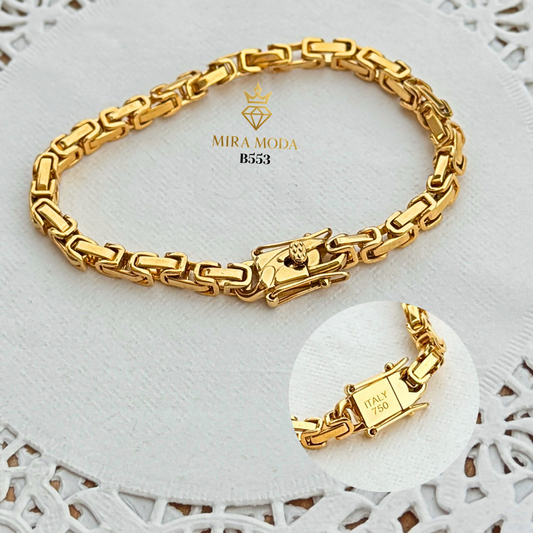 B553 Byzantine Tripple Lock Gold Plated Bracelet for Men Women Tarnish Resistant Hypoallergenic Water Safe | MIRA MODA