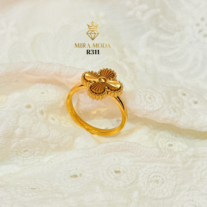 R311 Lucky Clover Ring 14mm| MIRA MODA