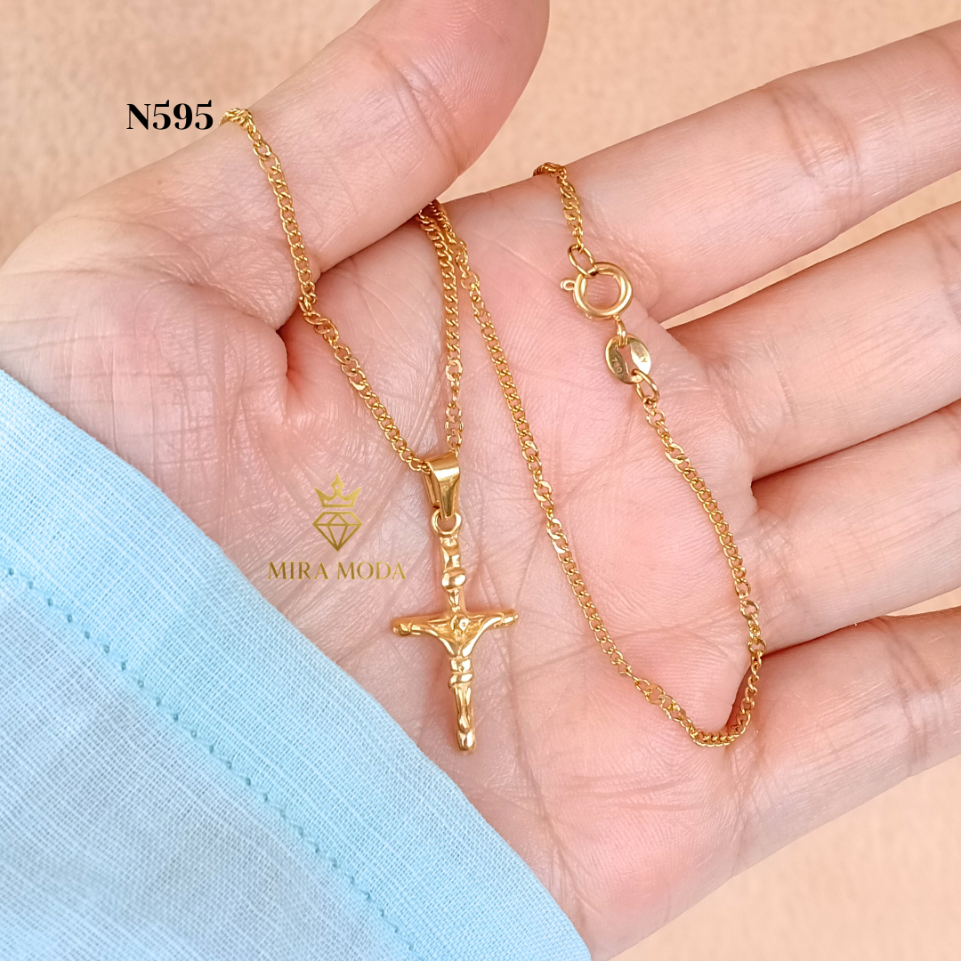N595-Mini Cuban Cross Necklace| MIRA MODA