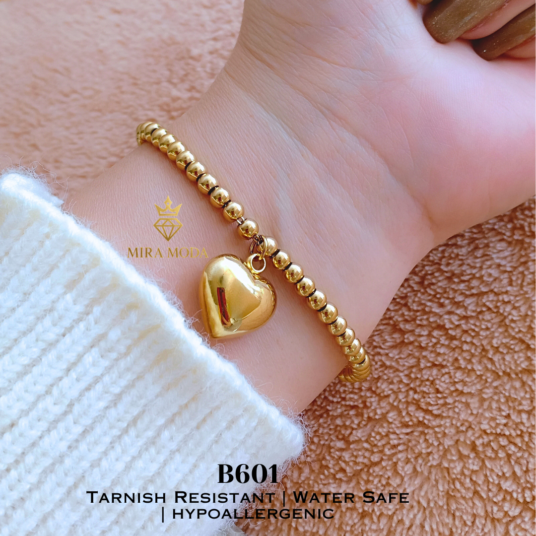 B601 Vintage Heart  Bubble Bracelet Hypoallergenic Tarnish-Resistant Water-Safe Jewelry for Men & Women | MIRA MODA