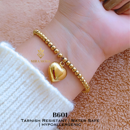 B601 Vintage Heart  Bubble Bracelet Hypoallergenic Tarnish-Resistant Water-Safe Jewelry for Men & Women | MIRA MODA