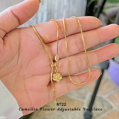 N722 Camellia Flower Adjustable Snake Chain Necklace Minimalist | MIRA MODA