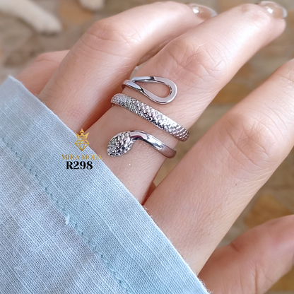 R298-Gold Plated Adjustable Snake Ring for Men Women Tarnish Resistant Water Safe Hypoallergenic | MIRA MODA
