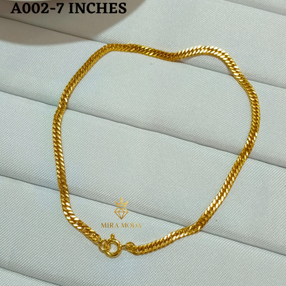 A002 Japan Style Anklet-Bracelet Italy Gold Plated for Women Men Tarnish Resistant Hypoallergenic Water Safe | MIRA MODA