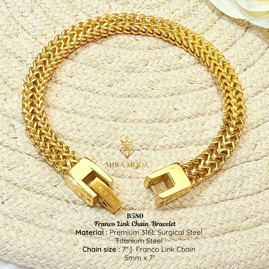[MIRA MODA] B580 Classic Franco Foxtail Link Bracelet