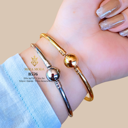 B576 Premium Gold Overlay Enchanted Circle Ball Bangle 20cm | MIRA MODA