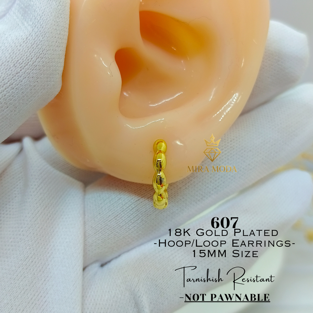 607-Hoop Earrings 15mm Size Not Pawnable | MIRA MODA