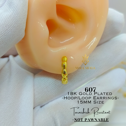 607-Hoop Earrings 15mm Size Not Pawnable | MIRA MODA