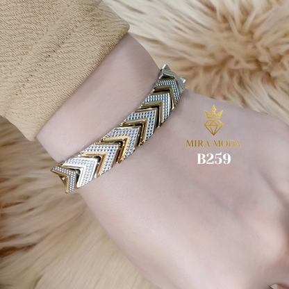 B259 Two Color Therapy Magnetic Italy Gold Plated Bracelet | MIRA MODA