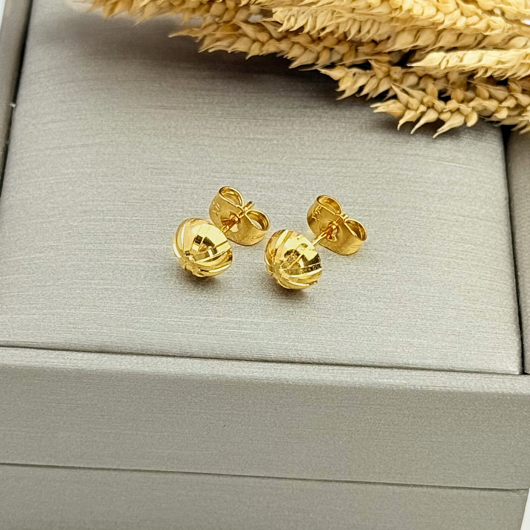 600 Classic Gold Plated Half Ball Earrings 9mm | MIRA MODA