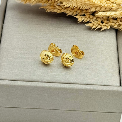 600 Classic Gold Plated Half Ball Earrings 9mm | MIRA MODA