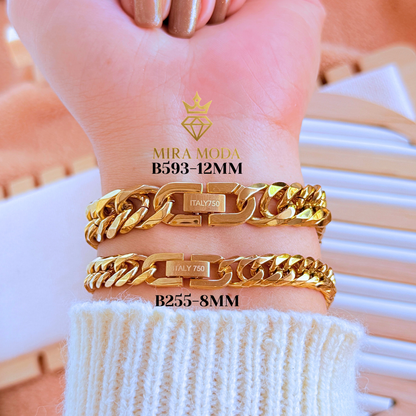 B593-Japan M Cut Clip Lock Necklace 12mm | MIRA MODA