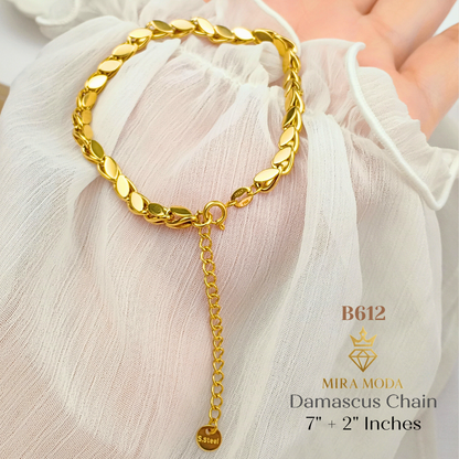 B612 Damascus 5mm Chain Italy Gold Plated Bracelet Elegant & Affordable Jewelry