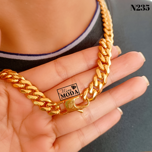 N235 Cuban Men Necklace Italy Gold Plated | MIRA MODA