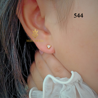 544-Gold Plated Heart Shape 5A Zircon Stud Earrings for Men Women Tarnish Resistant | MIRA MODA