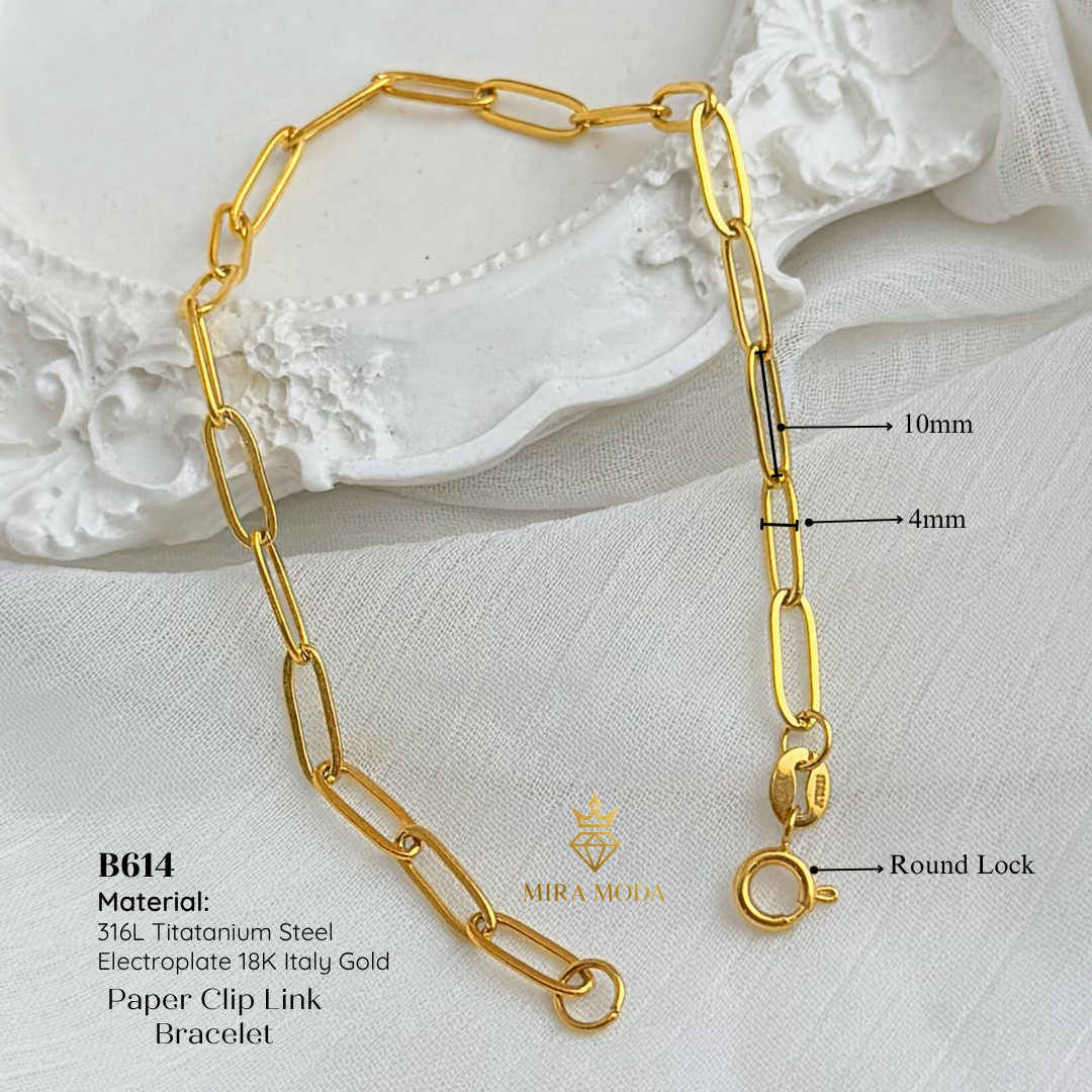 B614 Paper Clip Link  Bracelet | MIRA MODA
