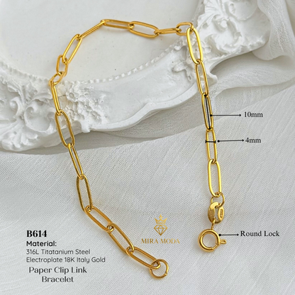 B614 Paper Clip Link  Bracelet | MIRA MODA