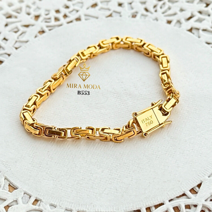 B553 Byzantine Tripple Lock Gold Plated Bracelet for Men Women Tarnish Resistant Hypoallergenic Water Safe | MIRA MODA