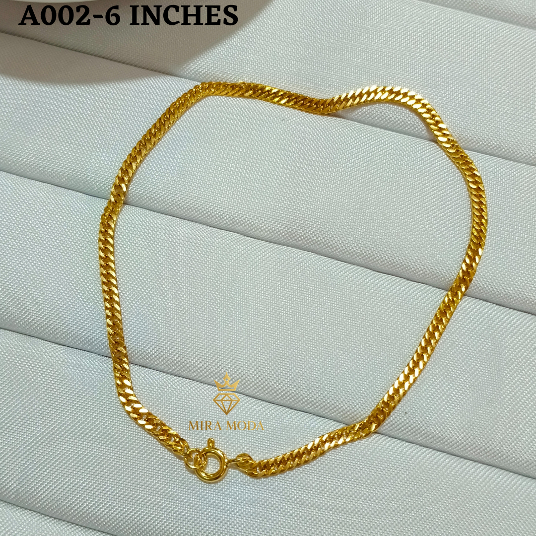 A002 Japan Style Anklet-Bracelet Italy Gold Plated for Women Men Tarnish Resistant Hypoallergenic Water Safe | MIRA MODA