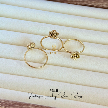 R315 Lucky Rose Ring Minimalist Aesthetic Jewelry  Gold Plated for Daily Wear | Trendy | MIRA MODA