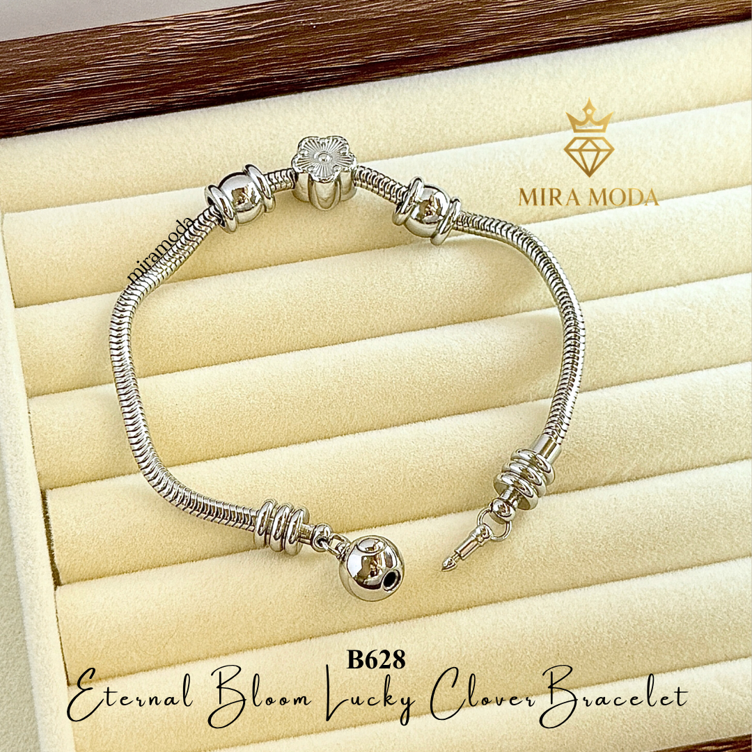 B628 Eternal Bloom Flower Charm Bracelet Snake Chain Trendy Aesthetic Tarnish Resistant | MIRA MODA