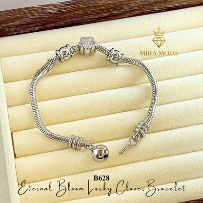 B628 Eternal Bloom Flower Charm Bracelet Snake Chain Trendy Aesthetic Tarnish Resistant | MIRA MODA