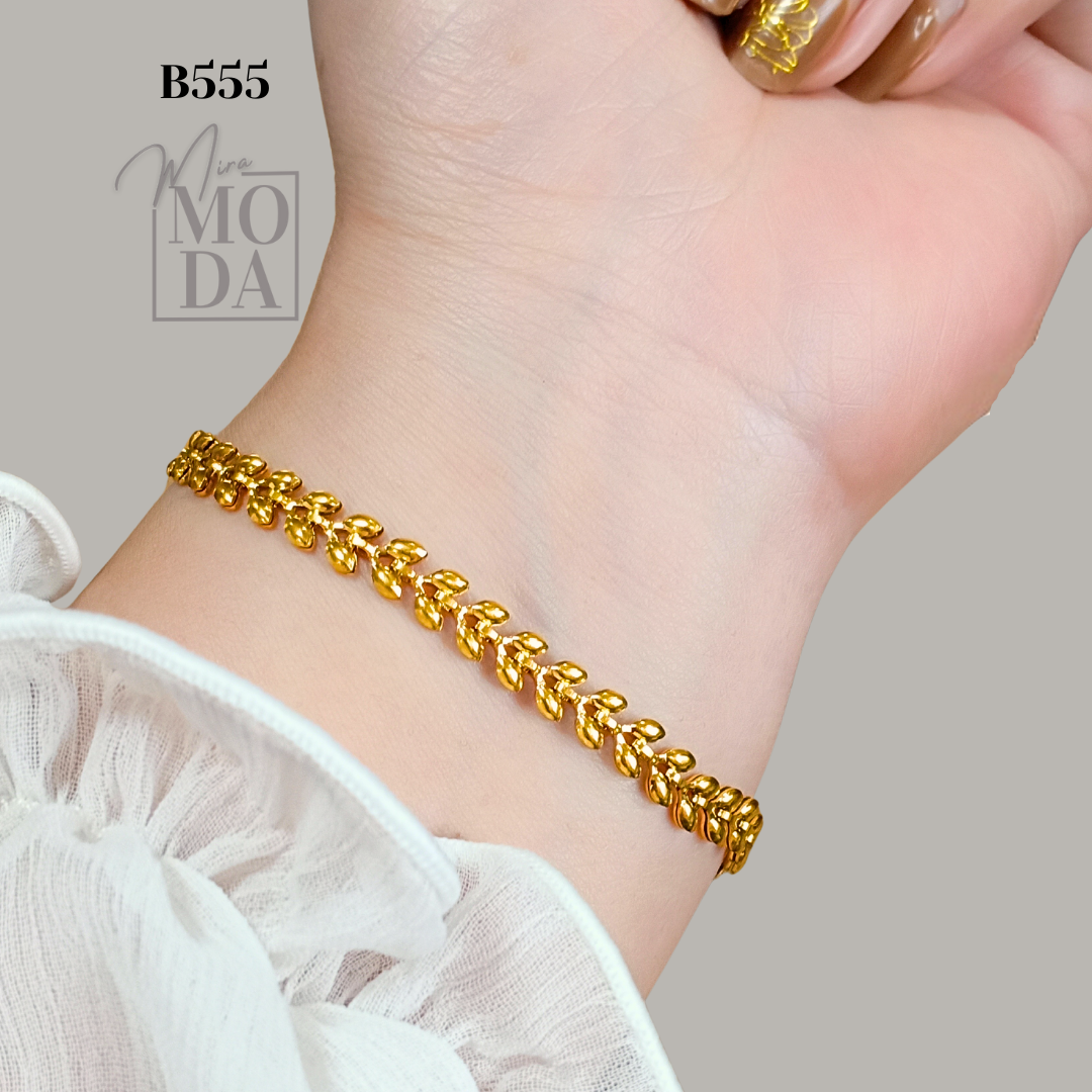 Prosperity Leaf Motif Palay Bracelet-B555