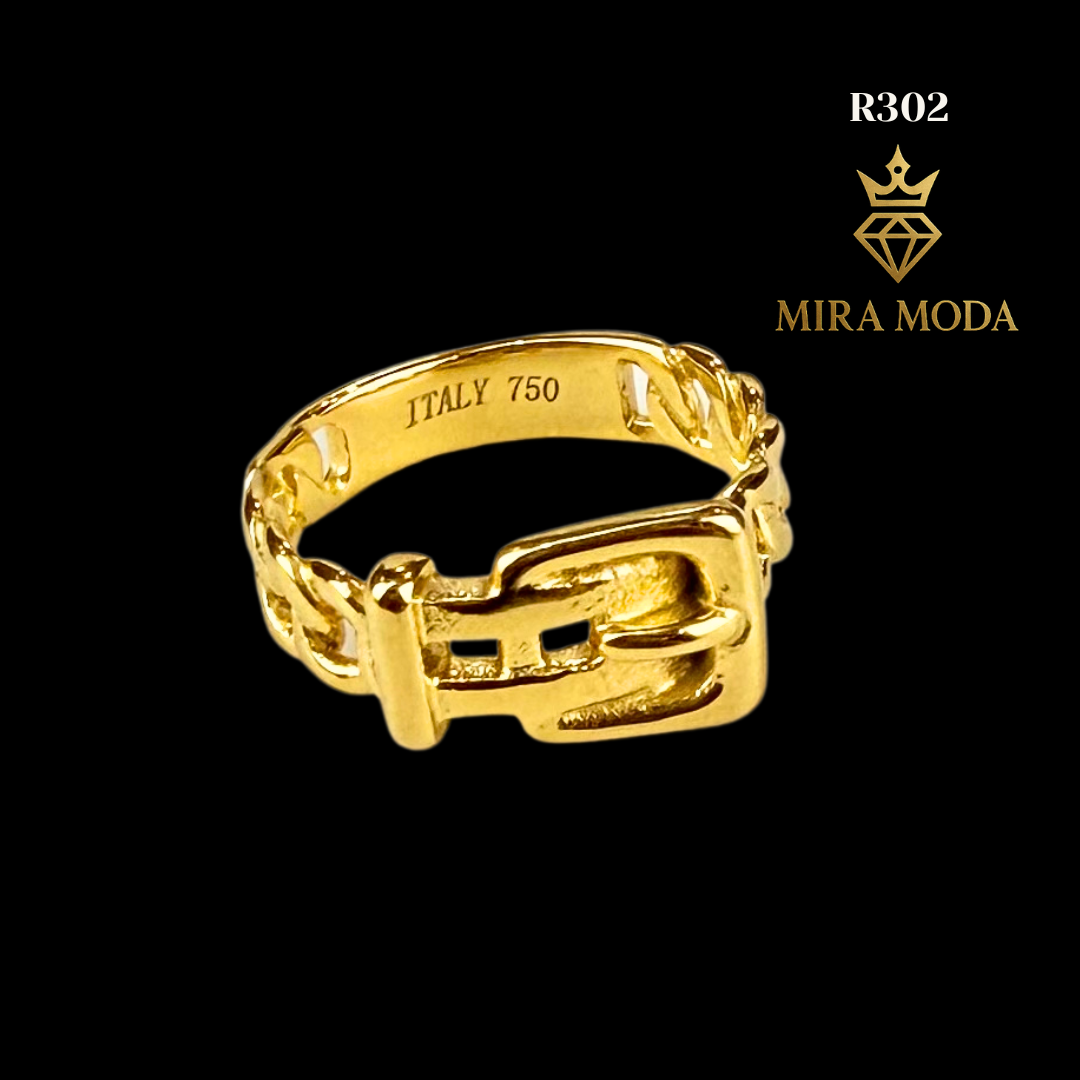 R302 Belt Design Ring Italy Gold Plated for Men & Women Tarnish Resistant Water Safe Hypoallergenic Daily Wear | Trendy | MIRA MODA