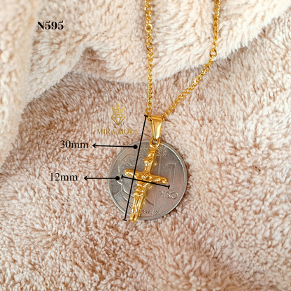 N595-Mini Cuban Cross Necklace| MIRA MODA