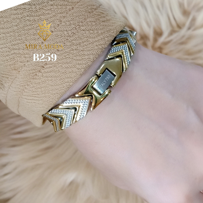 B259 Two Color Therapy Magnetic Italy Gold Plated Bracelet | MIRA MODA