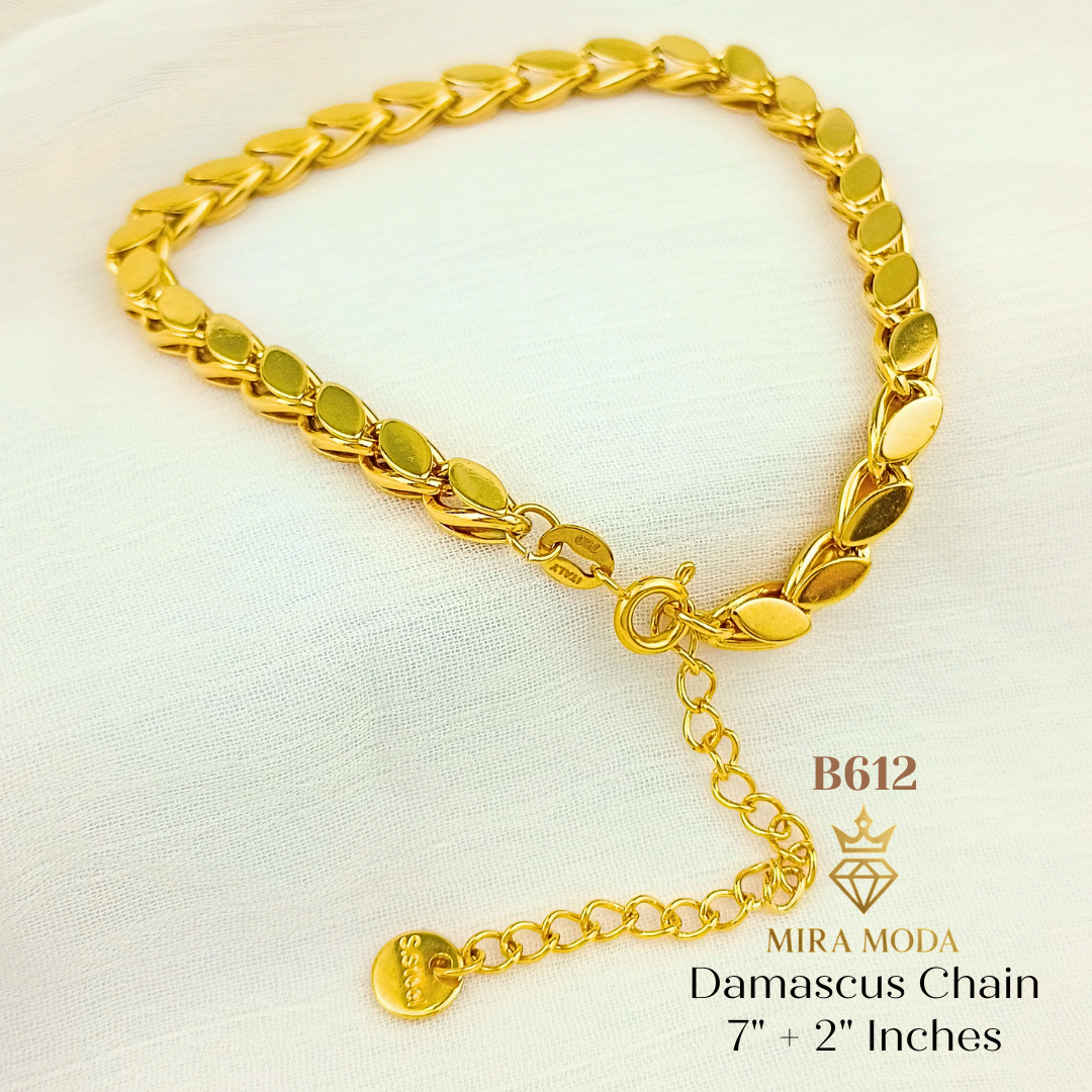 B612 Damascus 5mm Chain Italy Gold Plated Bracelet Elegant & Affordable Jewelry