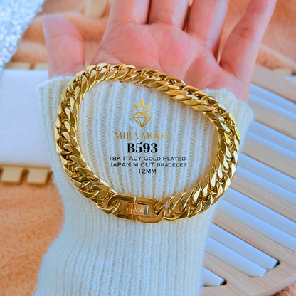 B593-Japan M Cut Clip Lock Necklace 12mm | MIRA MODA