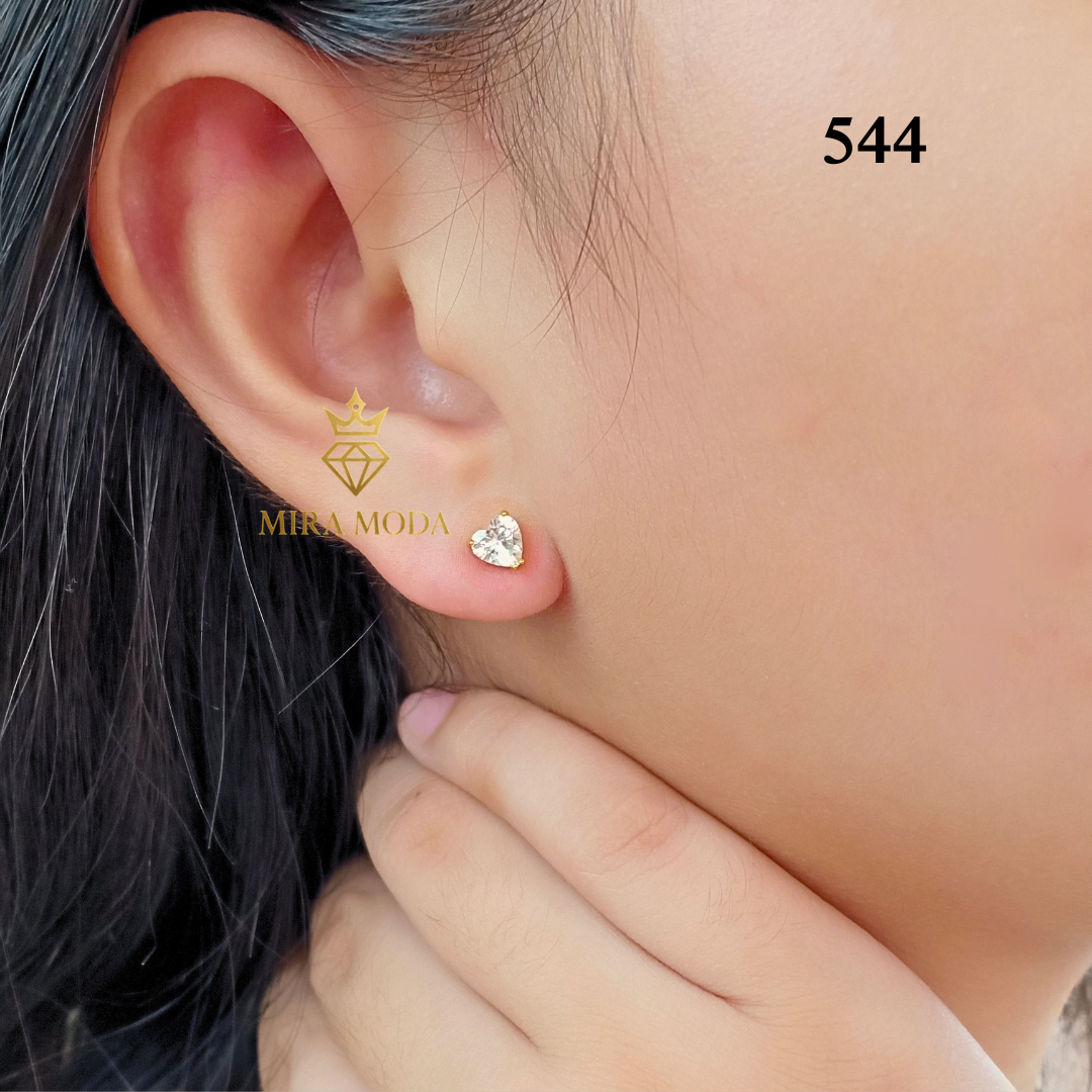 544-Gold Plated Heart Shape 5A Zircon Stud Earrings for Men Women Tarnish Resistant | MIRA MODA