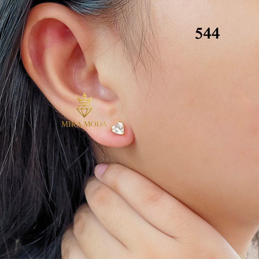 544-Gold Plated Heart Shape 5A Zircon Stud Earrings for Men Women Tarnish Resistant | MIRA MODA