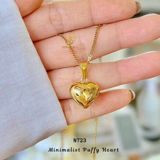 N723-Puffy Heart Necklace Minimalist Dainty Gift for Men & Women| MIRA MODA