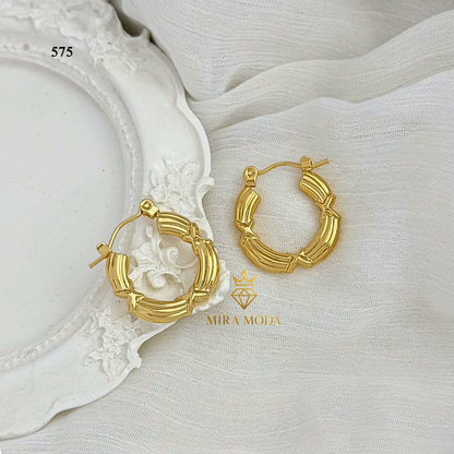 575-Vintage Bamboo Style Chunky Earrings | MIRA MODA