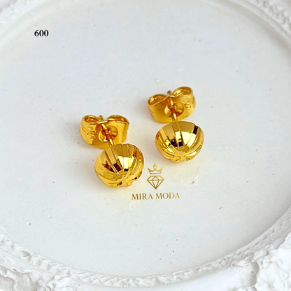 600 Classic Gold Plated Half Ball Earrings 9mm | MIRA MODA
