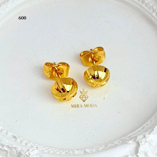 600 Classic Gold Plated Half Ball Earrings 9mm | MIRA MODA