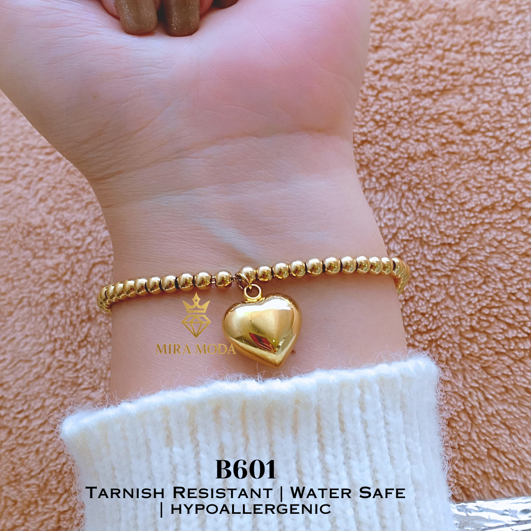 B601 Vintage Heart  Bubble Bracelet Hypoallergenic Tarnish-Resistant Water-Safe Jewelry for Men & Women | MIRA MODA