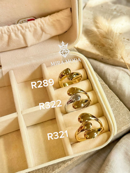 R322 Triple Tear Drop Two Tone Adjustable Ring