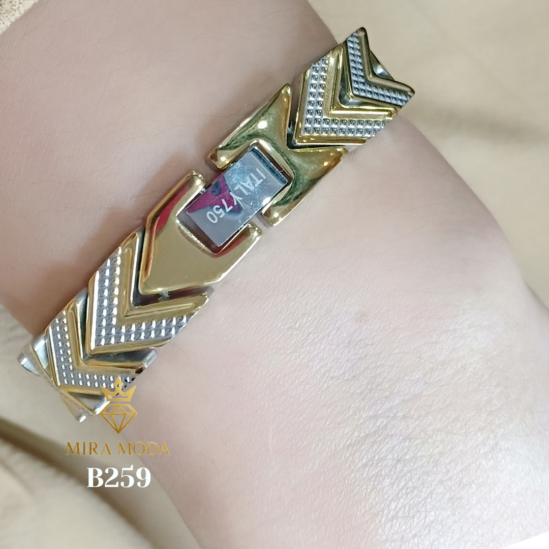 B259 Two Color Therapy Magnetic Italy Gold Plated Bracelet | MIRA MODA