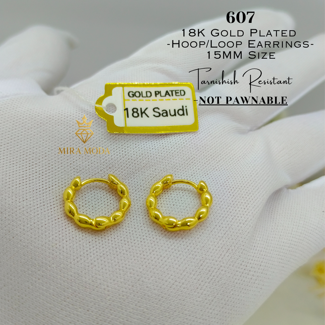 607-Hoop Earrings 15mm Size Not Pawnable | MIRA MODA