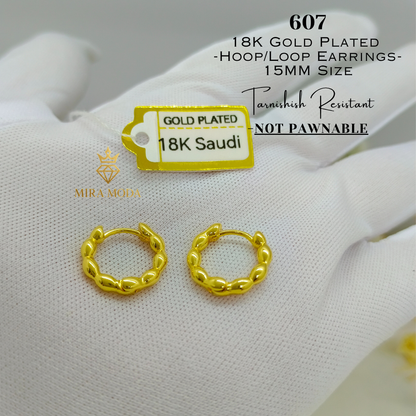 607-Hoop Earrings 15mm Size Not Pawnable | MIRA MODA