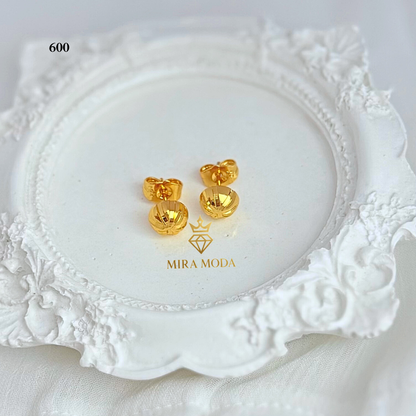600 Classic Gold Plated Half Ball Earrings 9mm | MIRA MODA