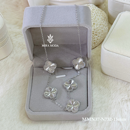 N732-Lucky Clover 5 Motif Necklace 15mm