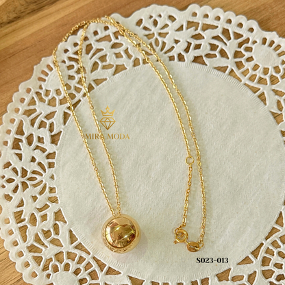 S023-Gold Plated Trendy Bubble Necklace 15mm for Men & Women Everyday Wear | MIRA MODA