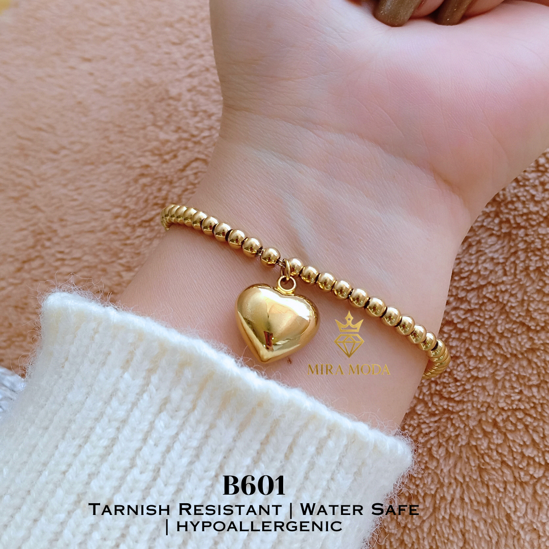 B601 Vintage Heart  Bubble Bracelet Hypoallergenic Tarnish-Resistant Water-Safe Jewelry for Men & Women | MIRA MODA