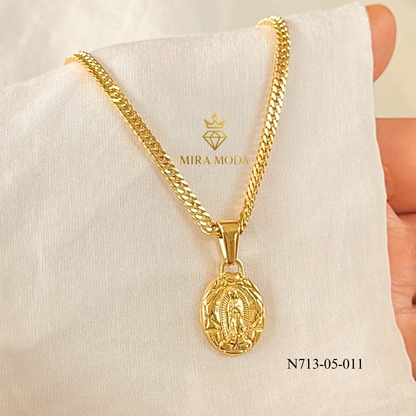 N713 -Miraculous Medal Necklace Mama Mary Religious Pendant Tarnish Resistant Hypoallergenic n215 | MIRA MODA