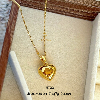 N723-Puffy Heart Necklace Minimalist Dainty Gift for Men & Women| MIRA MODA